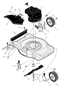 Mower Housing Assembly Diagram and Parts List for 22107C 2001 Briggs and Stratton Lawn Mower